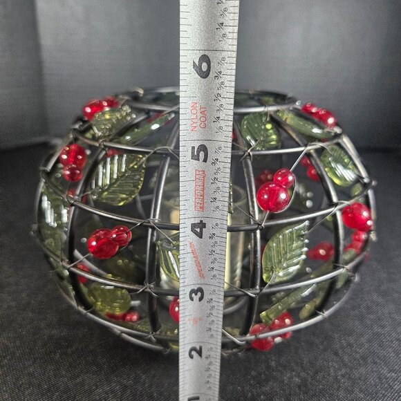 Black Metal With Green Glass Leaves And Red Berries Votive Candle Holder Kohls - Picture 8 of 11